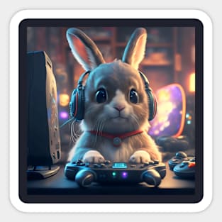 Cute bunny gamer Sticker